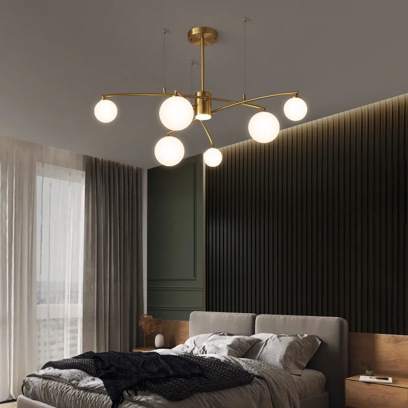lustre design en métal et verre pour intérieur moderne - vue 5 sur 11