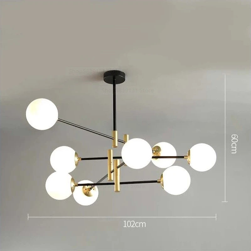 lustre led moderne boule de verre nordique luminaires créatifs - vue 11 sur 18