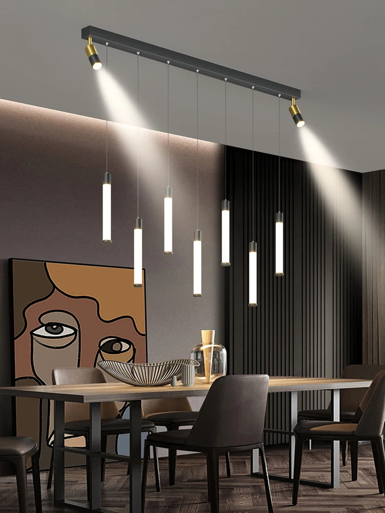 lustre led créatif moderne tuyau suspendu brillant pour maison - vue 4 sur 10