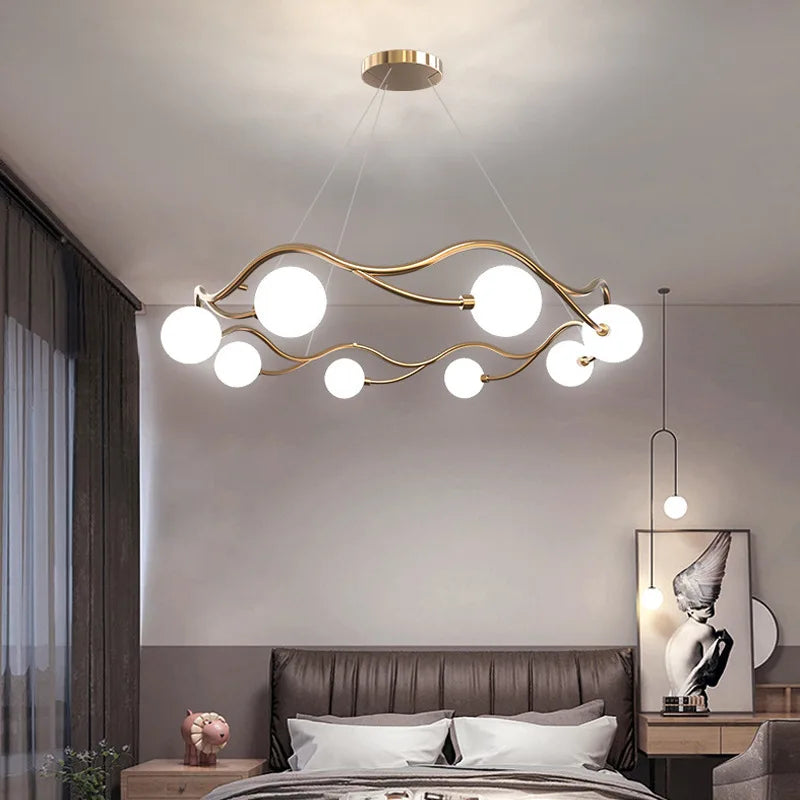 lustre moderne en verre blanc décoration artistique pour intérieur - vue 4 sur 8