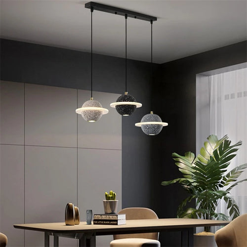 suspension modernes en ciment led pour restaurant barre lumineuse