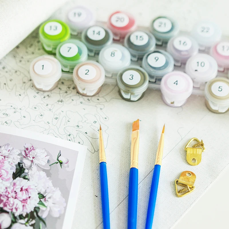 cadre peinture par numéros vase romantique en kit décoratif - vue 7 sur 7