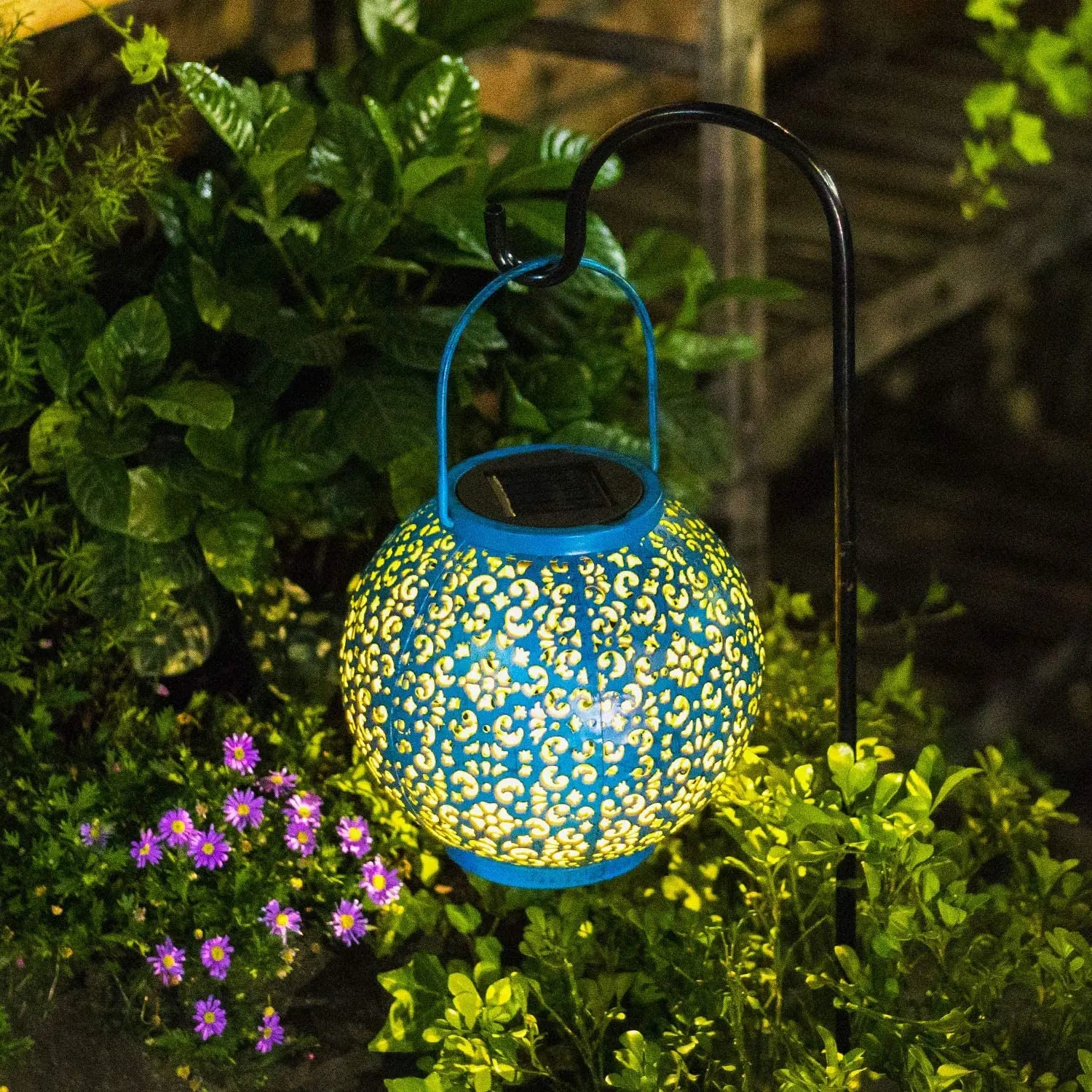 lanterne solaire suspendue décorative pour jardin extérieur - vue 7 sur 8