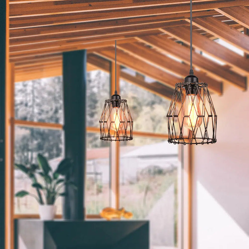 lampe suspendue industrielle rétro cage luminaire led réglable