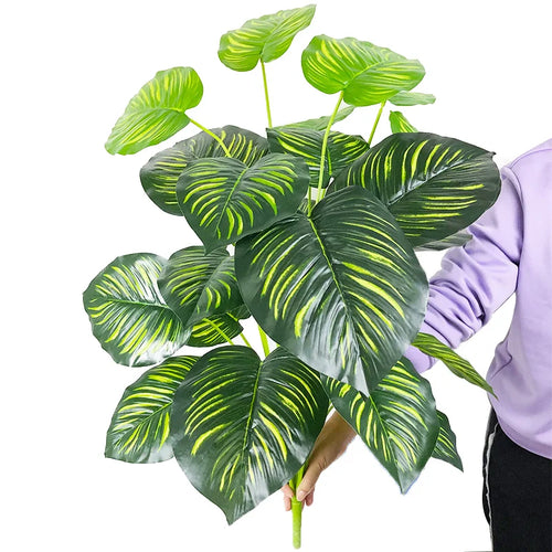 arbre tropical artificiel grandes feuilles de monstera en pot décoratif - vue 16 sur 23