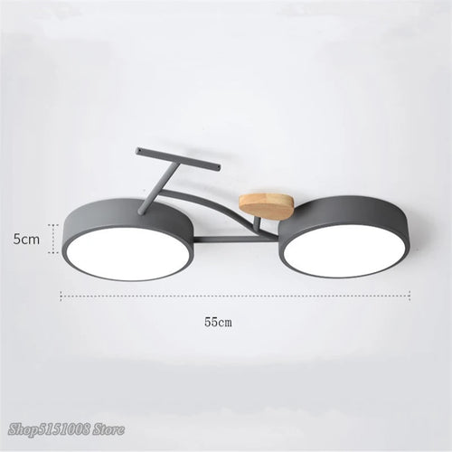 Plafonnier LED nordique 3 couleurs température vélo plafonnier pour enfants chambre enfants chambre de bébé vert blanc gris luminaire - vue 7 sur 9