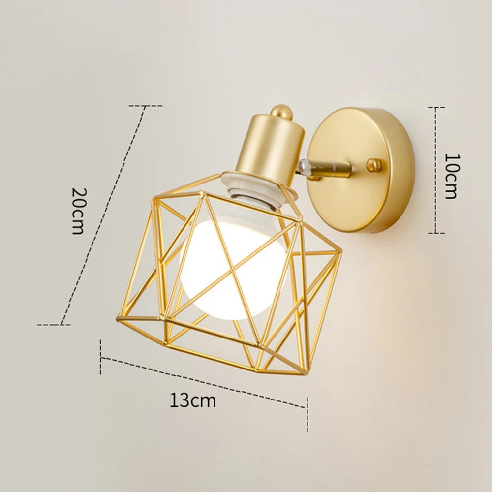 applique murale led moderne en bois avec cage en fer - vue 8 sur 9