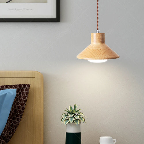 suspension luminaire led nordique moderne en bois pour décoration maison - vue 6 sur 7