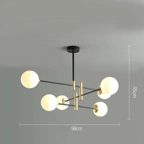 lustre led moderne boule de verre nordique luminaires créatifs - vue 10 sur 18