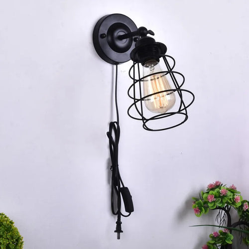 lampe de chevet en fer avec ampoule rétro et interrupteur - vue 4 sur 8