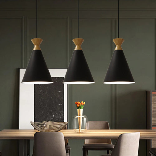 lampe suspendue rétro moderne à led abat-jour nordique pour éclairage restaurant - vue 2 sur 9