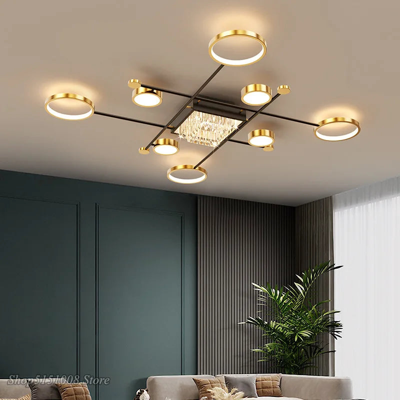 Plafonnier design cadre alu doré LED intérieur