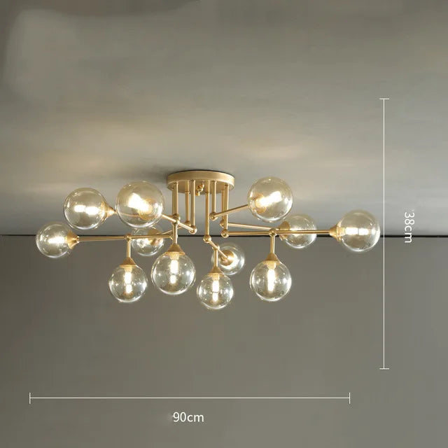 lustre moderne en verre avec éclairage décoratif design contemporain - vue 9 sur 12