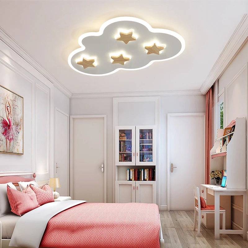 DUNMW Plafonnier LED Cloud Suspension Lustre Nuage Pour Chambre Enfant 48W 17.8'' Télécommande
