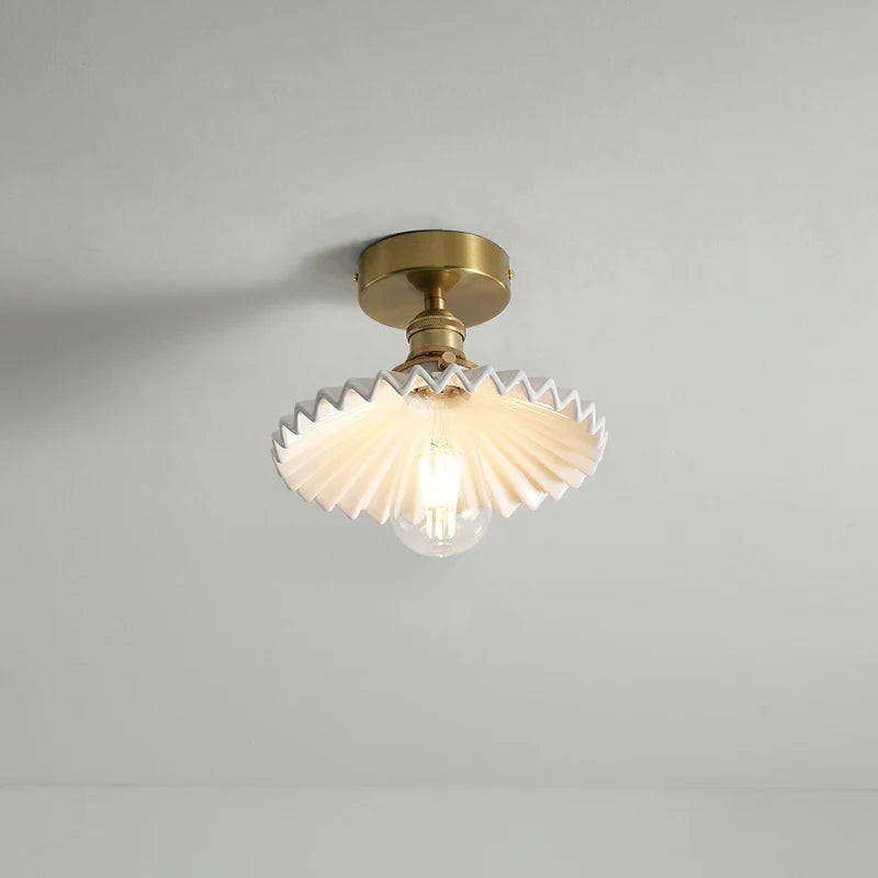 plafonnier nordique cuivre LED luminaires interrupteur chambre salon escalier lumière Plafon montage Flount en céramique éclairage à la maison - vue 4 sur 10