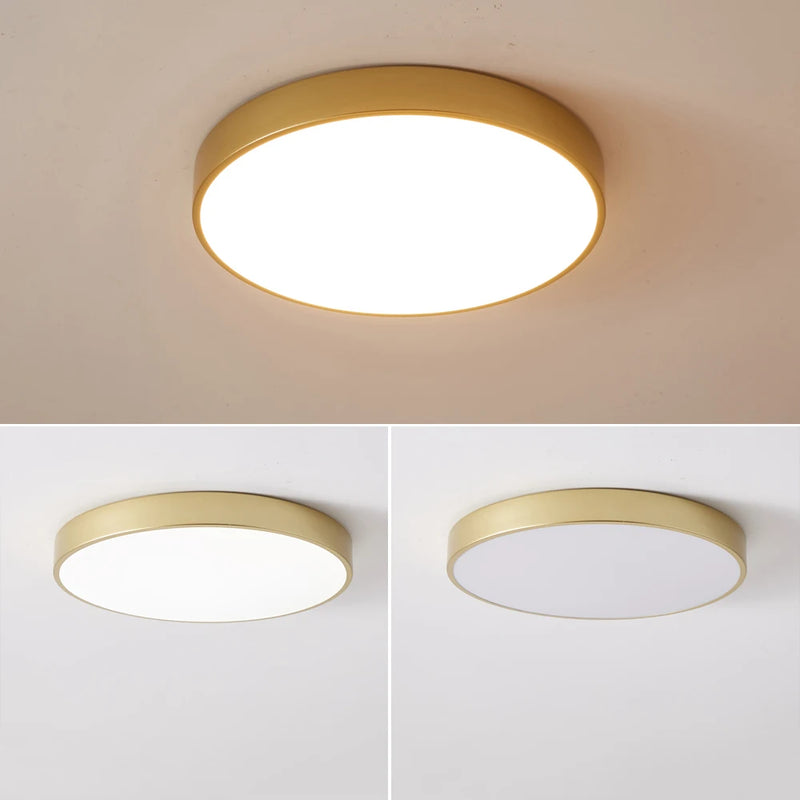 Ultra-mince 5 cm Or LED Plafonnier Moderne Rond Montage En Surface Plafonnier Panneau Lampe Télécommande Lumière Pour Foyer Chambre