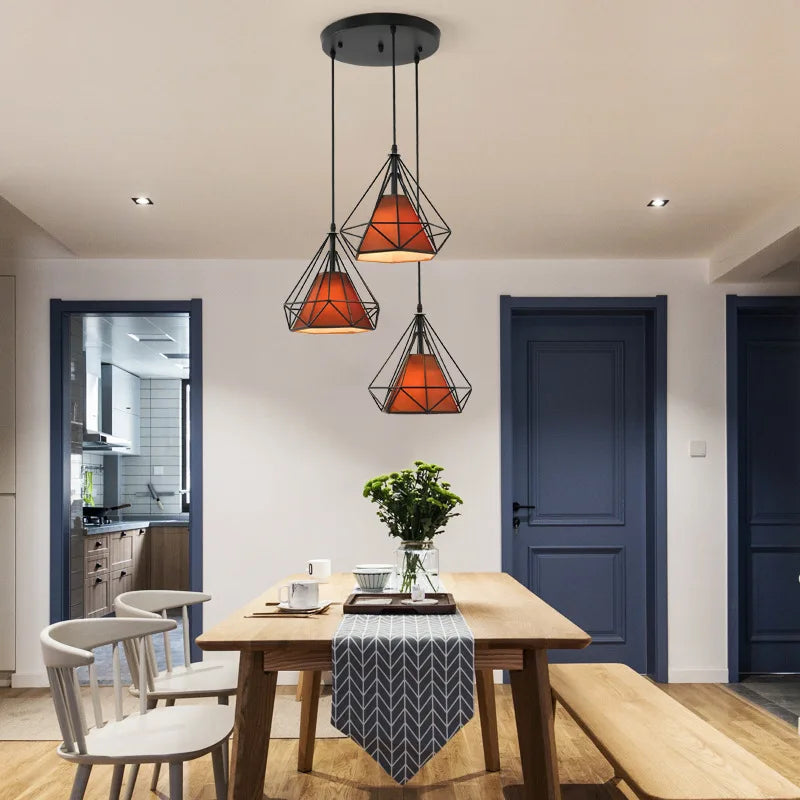 2022 New Nordic aisle diamond chandelier simple modern retro wrought iron living room dining room led ceiling chandelier - vue 4 sur 17