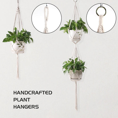 panier suspendu en macramé pour plantes artisanales décoration intérieure - vue 2 sur 18