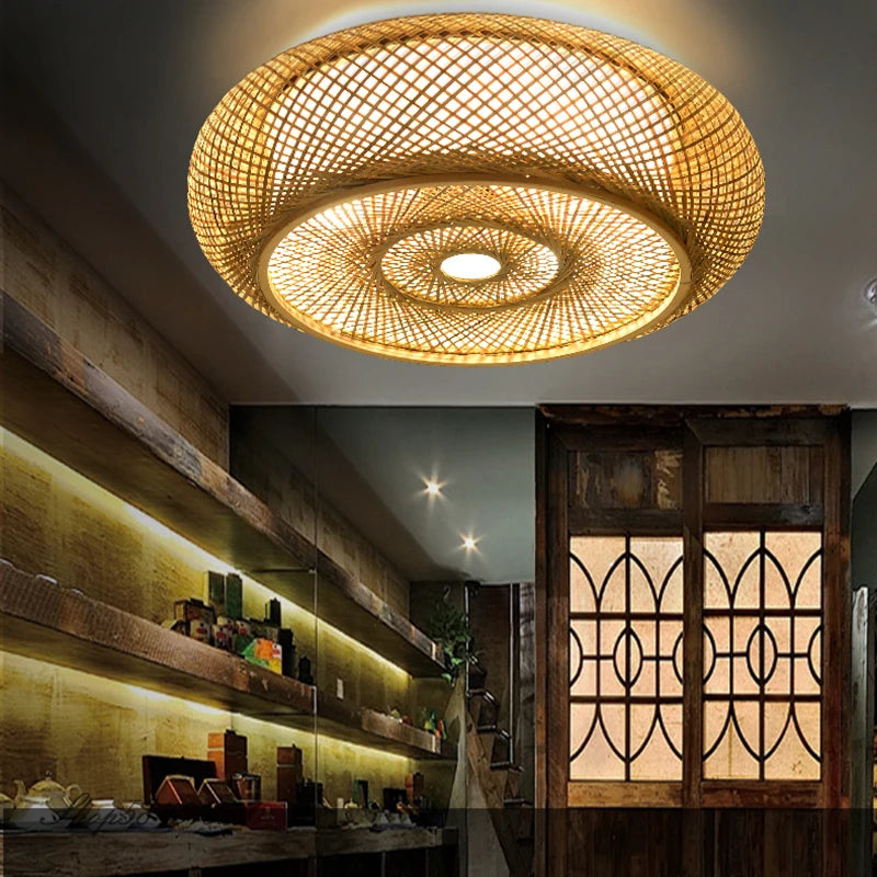 suspension en bambou fait à la main style chinois décoratif - vue 4 sur 12