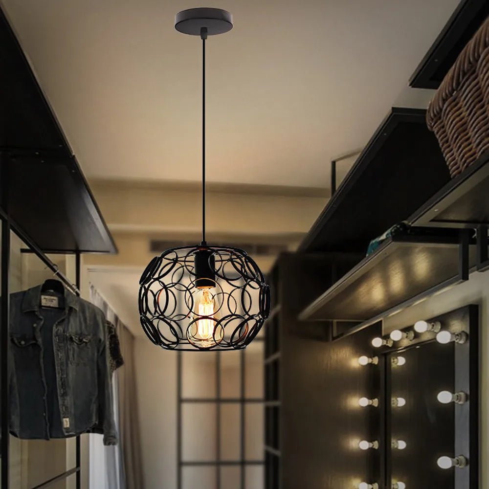 Suspension industrielle en fer au design rétro - vue 4 sur 8