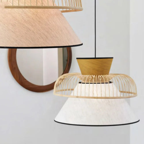 suspension en tissu japonais en bambou design moderne et minimaliste - vue 2 sur 12