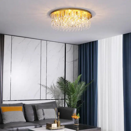 plafonnier led rond cristal luxe style postmoderne européen - vue 3 sur 9