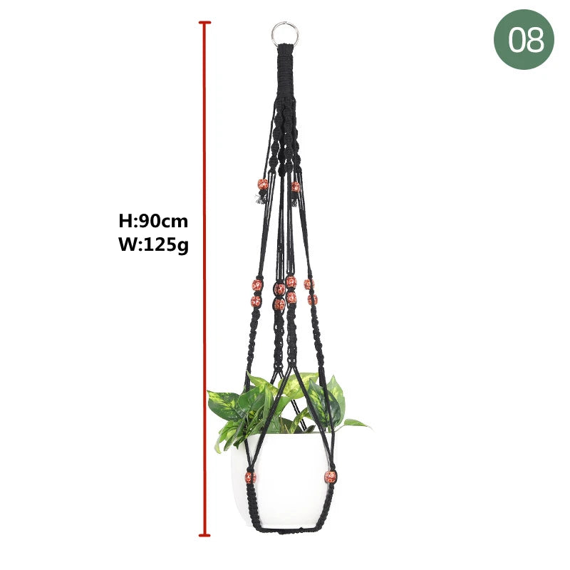 paniers suspendus en macramé pour plantes et décoration - vue 13 sur 30