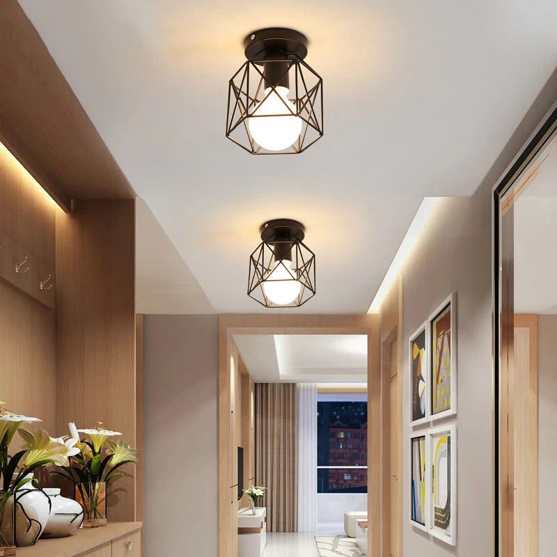 plafonnier rétro doré led en métal pour balcon couloir - vue 6 sur 10