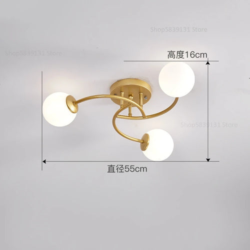 plafonnier nordique simple en verre avec led moderne - vue 10 sur 12