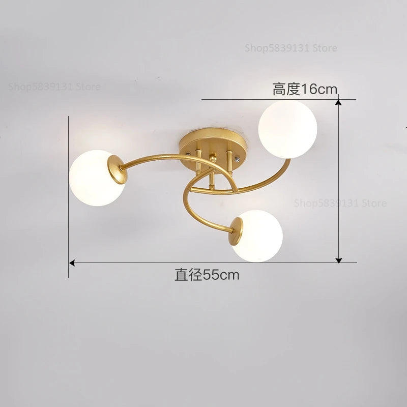 plafonnier nordique simple en verre avec led moderne - vue 9 sur 12