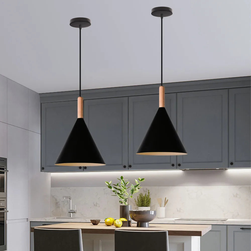 Nordique moderne LED bois suspension lumières luminaires De cuisine décor à la maison barres chambre suspension lampe lampara De Techo Colgante Moderna - vue 5 sur 10