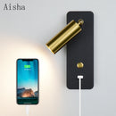 applique murale led moderne artistique avec interrupteur et usb