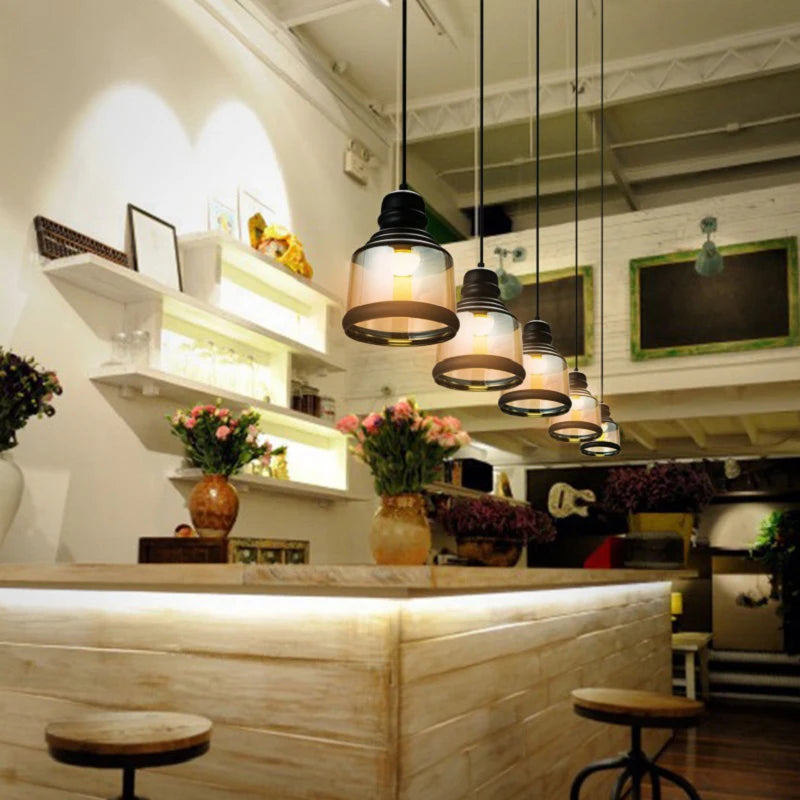 suspension vintage en verre pour style industriel bar restaurant café - vue 6 sur 9
