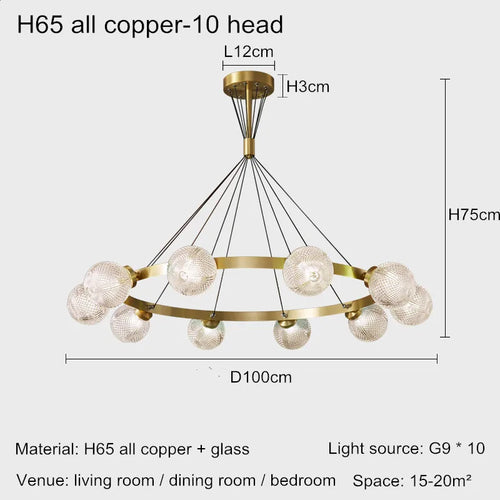 lustre en cuivre postmoderne design nordique pour éclairage élégant