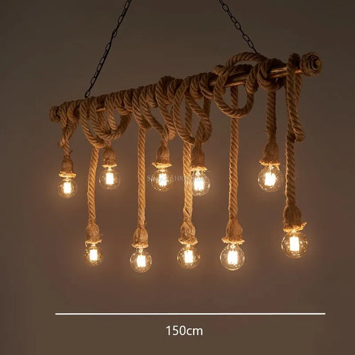 lumière suspendue style industriel rétro avec corde de chanvre - vue 10 sur 9