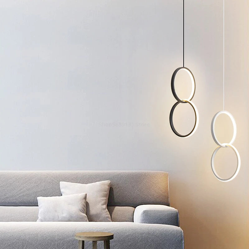 suspension led moderne en forme d'anneau pour décoration maison - vue 6 sur 11