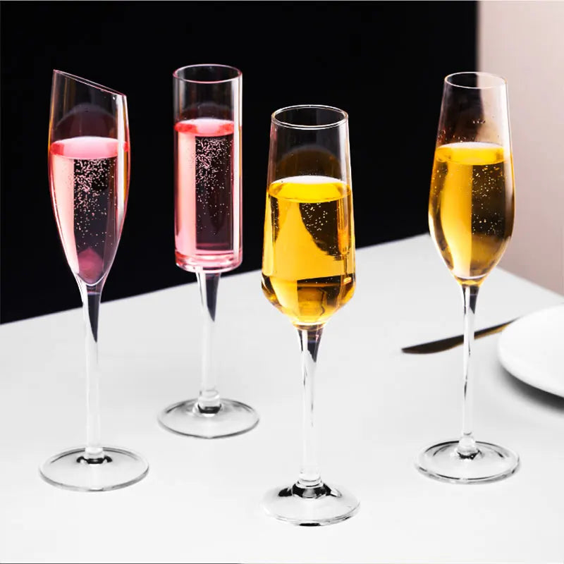 Flutes a champagne design elegant souffle main verre - vue 6 sur 7