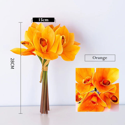 lot de 4 bouquets d'orchidées artificielles pour décoration intérieure festive - vue 11 sur 11