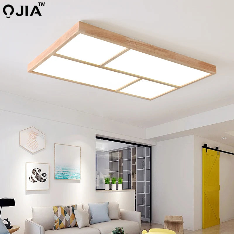 plafonnier led moderne en bois véritable pour intérieur décoratif