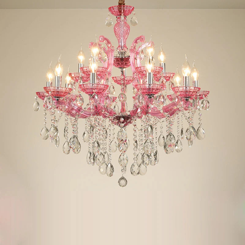 lustre moderne en fer et cristal de verre art déco éclairage suspendu - vue 5 sur 9