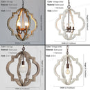 Vintage lustre en bois massif éclairage à la maison style français américain pour salon chambre à manger cuisine rétro blanc 4 lumières