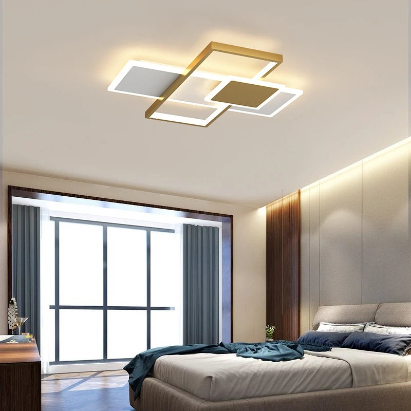 plafonnier à cadre carré moderne avec lumières led - vue 3 sur 12