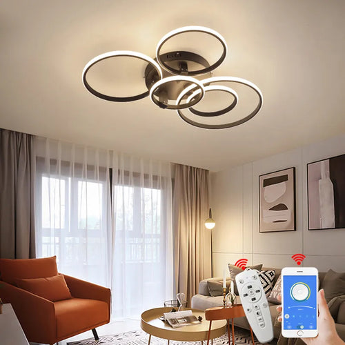 plafonnier NEO Gleam plafond moderne à LEDs lumières RC Dimmable cercle anneaux concepteur pour salon chambre