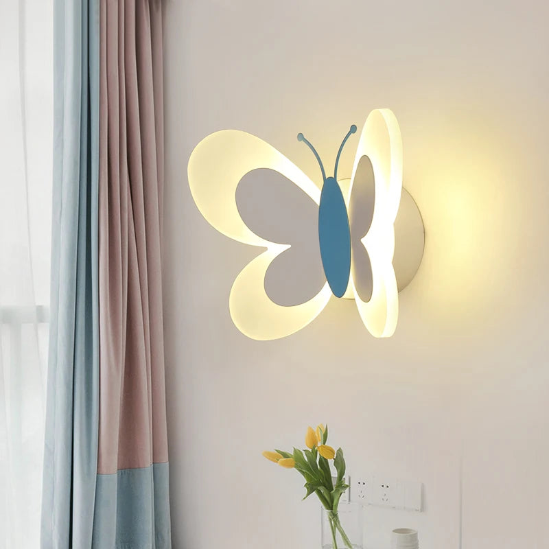 applique murale créative papillon dessin animé lumière led enfants