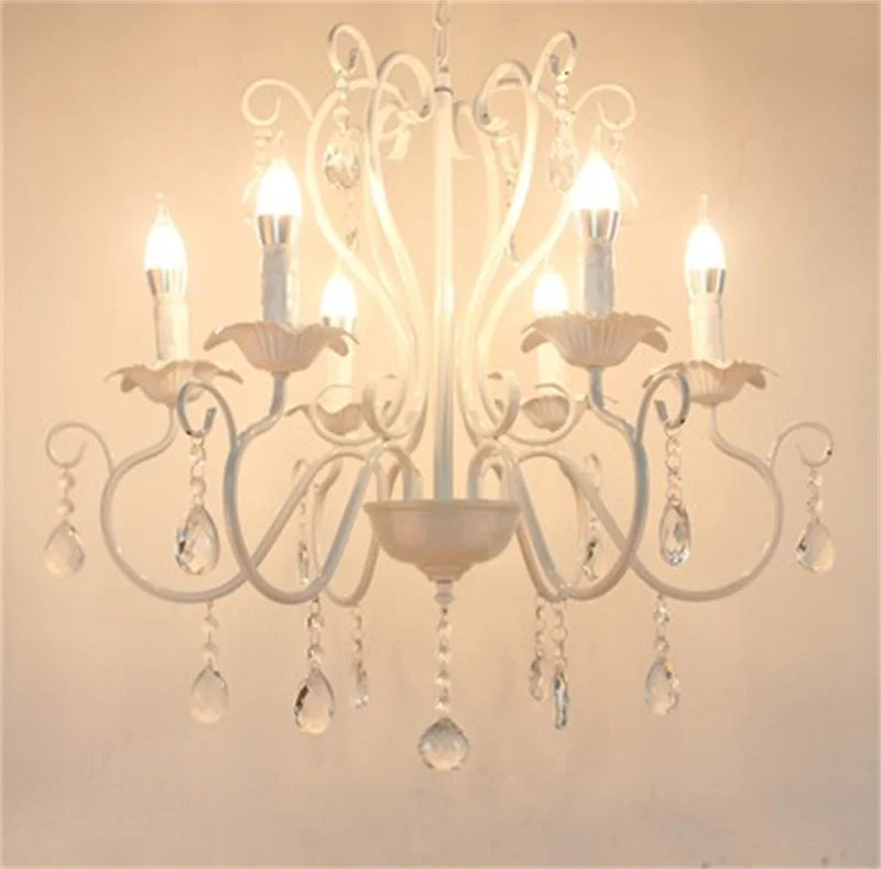 lustre industriel rétro en fer forgé avec cristaux pour décoration intérieure - vue 6 sur 6