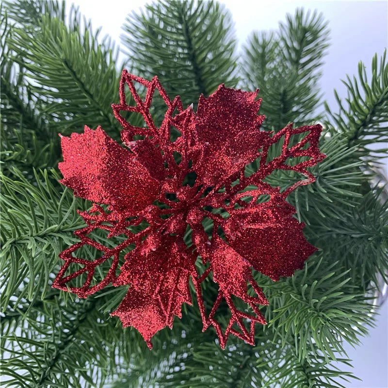 décoration suspendue fleur pailletée pour arbre de noël