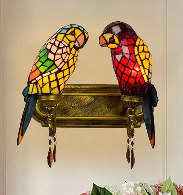 applique murale design en verre coloré motif perroquet - vue 18 sur 20