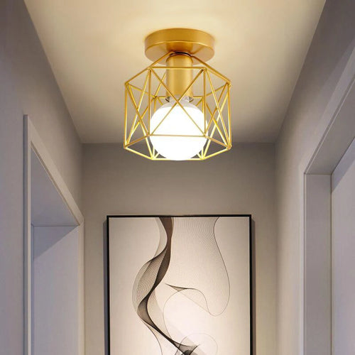 plafonnier rétro doré led en métal pour balcon couloir