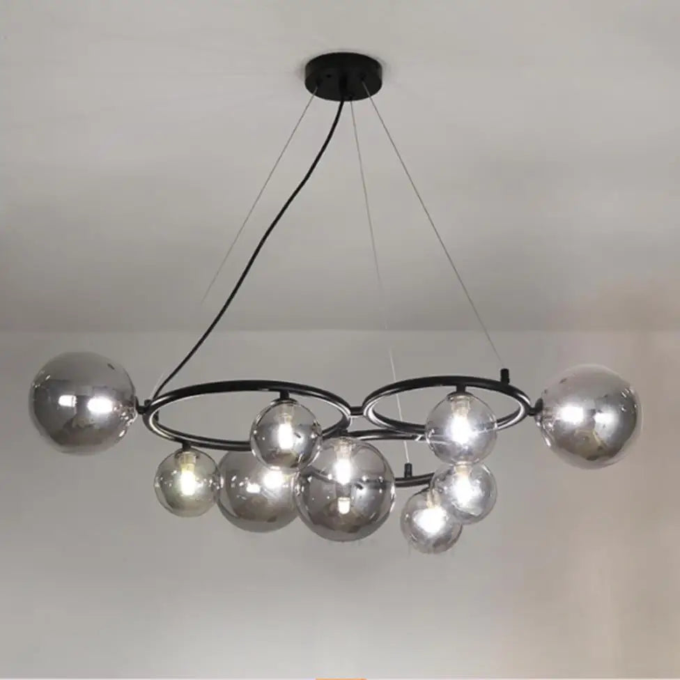 lustre moderne en verre transparent avec cordon métallique réglable - vue 4 sur 10