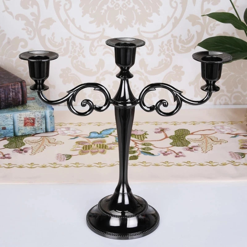 Rely+ Chandelier 3 bras 10 pouces Noir brillant Porte-bougies coniques, supports de bougie pour décoration de maison, mariage, fêtes, centres de table à manger, design de bougies épais pour décoration Rely+ Chandelier 3 bras 10 pouces Noir brillant Porte-bougies coniques, supports de bougie pour décoration de maison, mariage, fêtes, centres de table à manger, design de bougies épais pour décoration